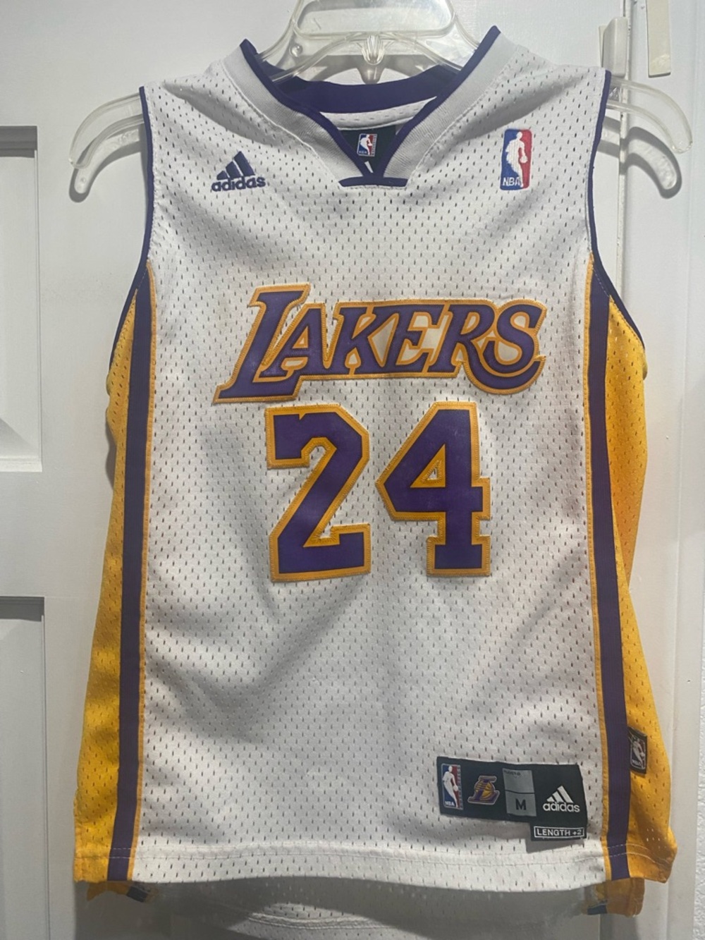 adidas White, Purple & Gold Lakers #24 Kids Jersey